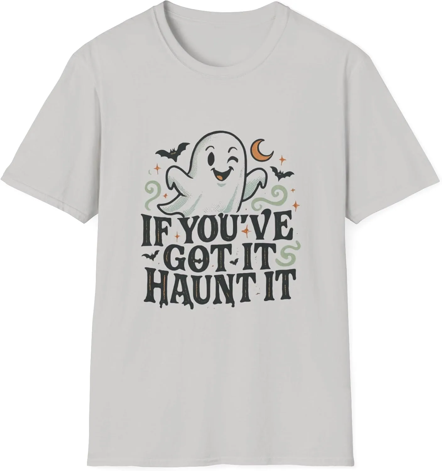 Футболка Halloween Ghost, Softstyle, унисекс для Хэллоуина, смешной призрак, одежда для жуткого праздника GENERIC, серый