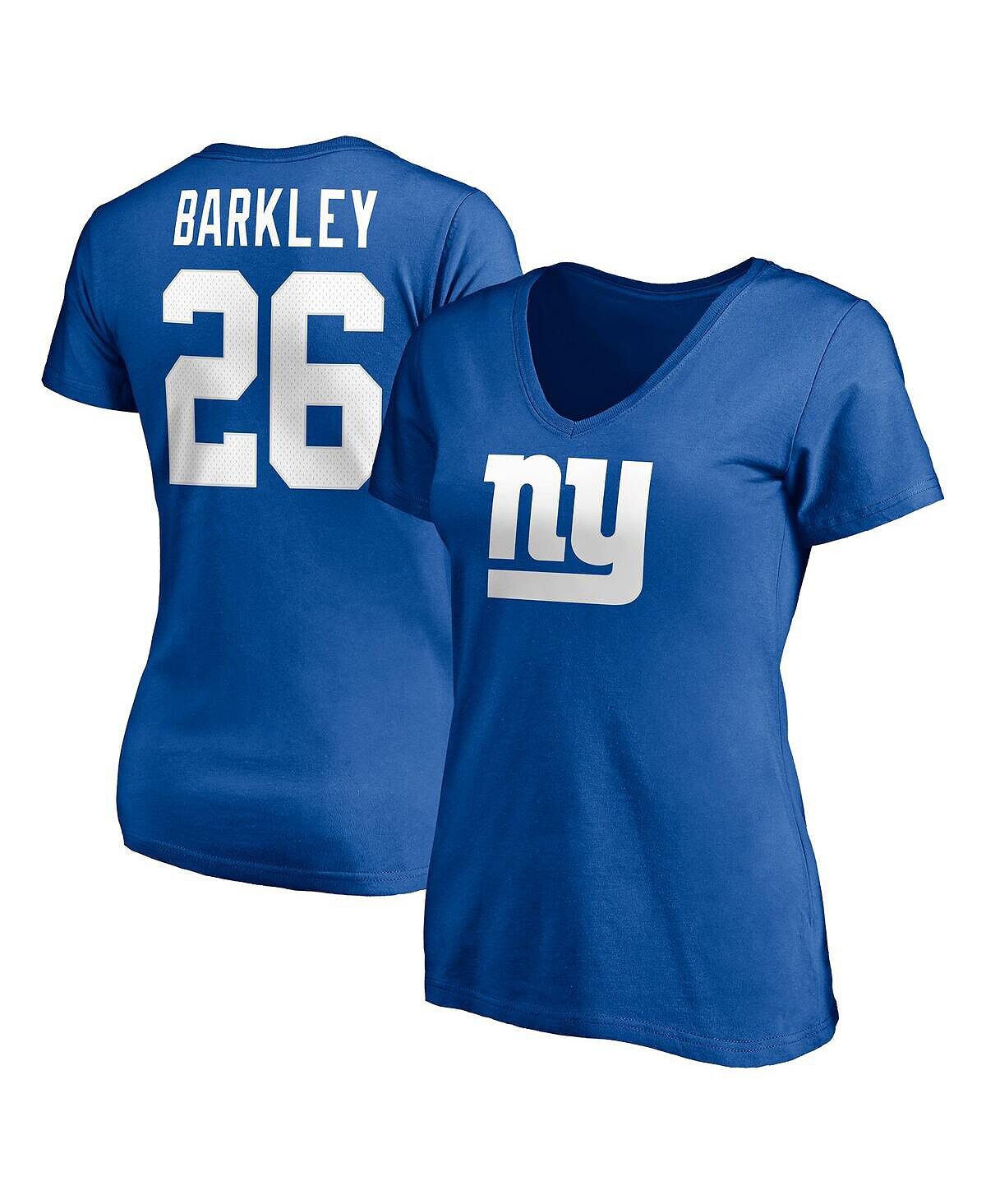 

Женская футболка с v-образным вырезом с именем и номером игрока Saquon Barkley Royal New York Giants Fanatics