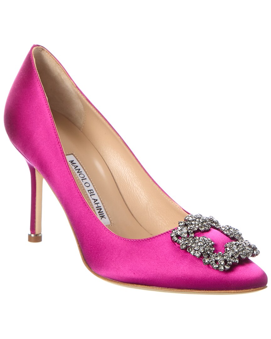 Атласные туфли Manolo Blahnik Hangisi 90, розовый