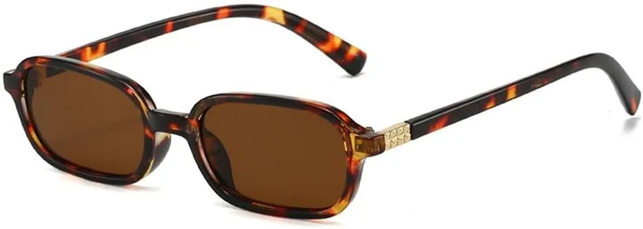 

Прямоугольные солнцезащитные очки для женщин в винтажном стиле с защитой от УФ-излучения UV400, модные панк-солнцезащитные очки для мужчин SKFGNX, Leopard Tea