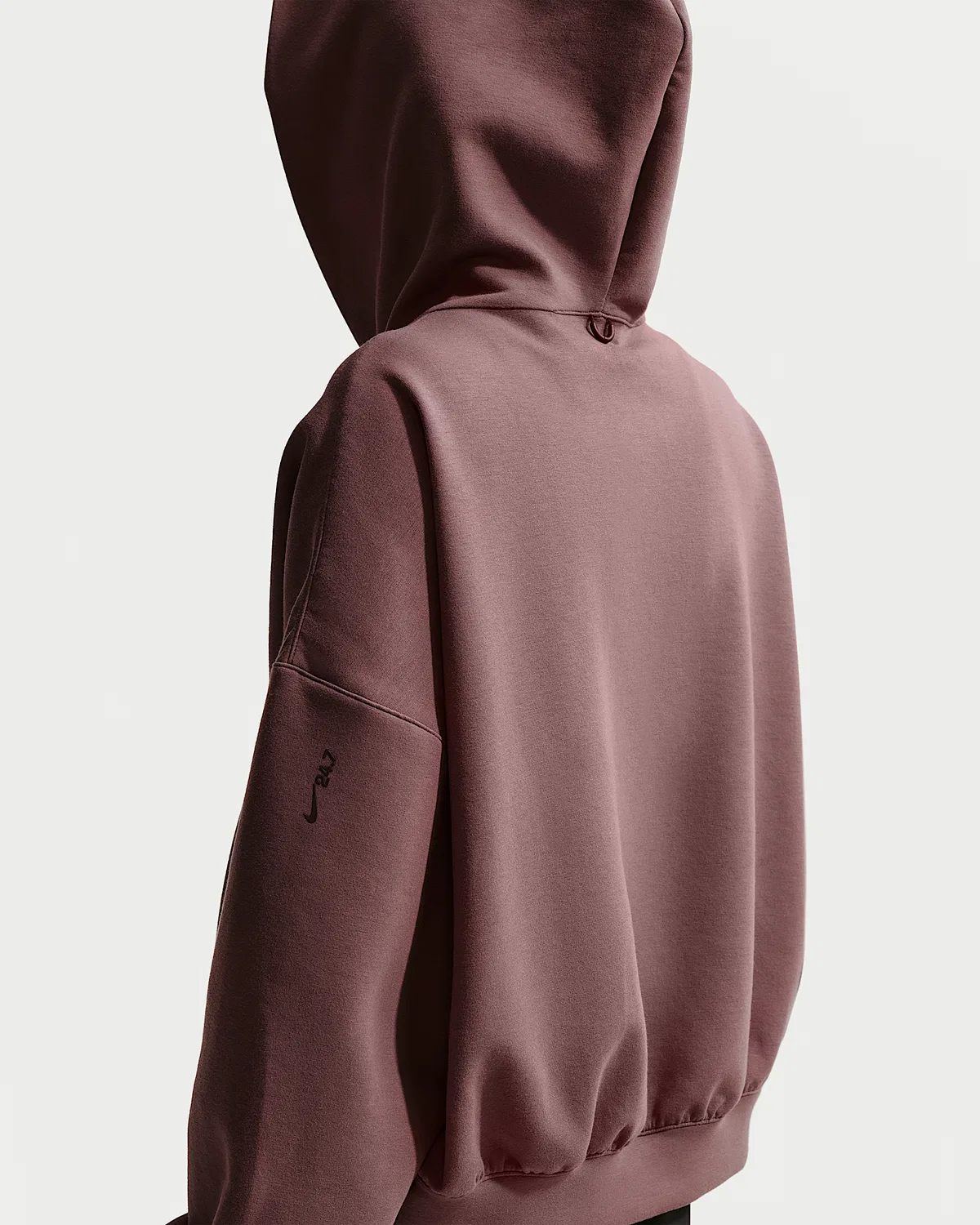 Женская худи на молнии Nike 24.7 ImpossiblySoft, Tattoo/Black/Burgundy Crush — фото 2