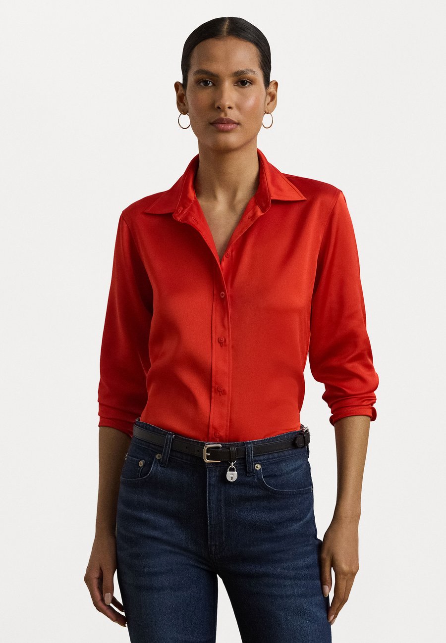 

Блуза Lauren Ralph Lauren CLASSIC FIT SATIN CHARMEUSE SHIRT, Bright Vermilion/Orange