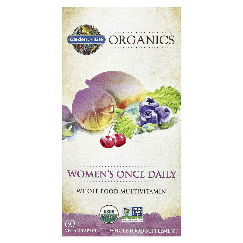 

Garden of Life, Organics, для женщин, один раз в день, 60 веганских таблеток