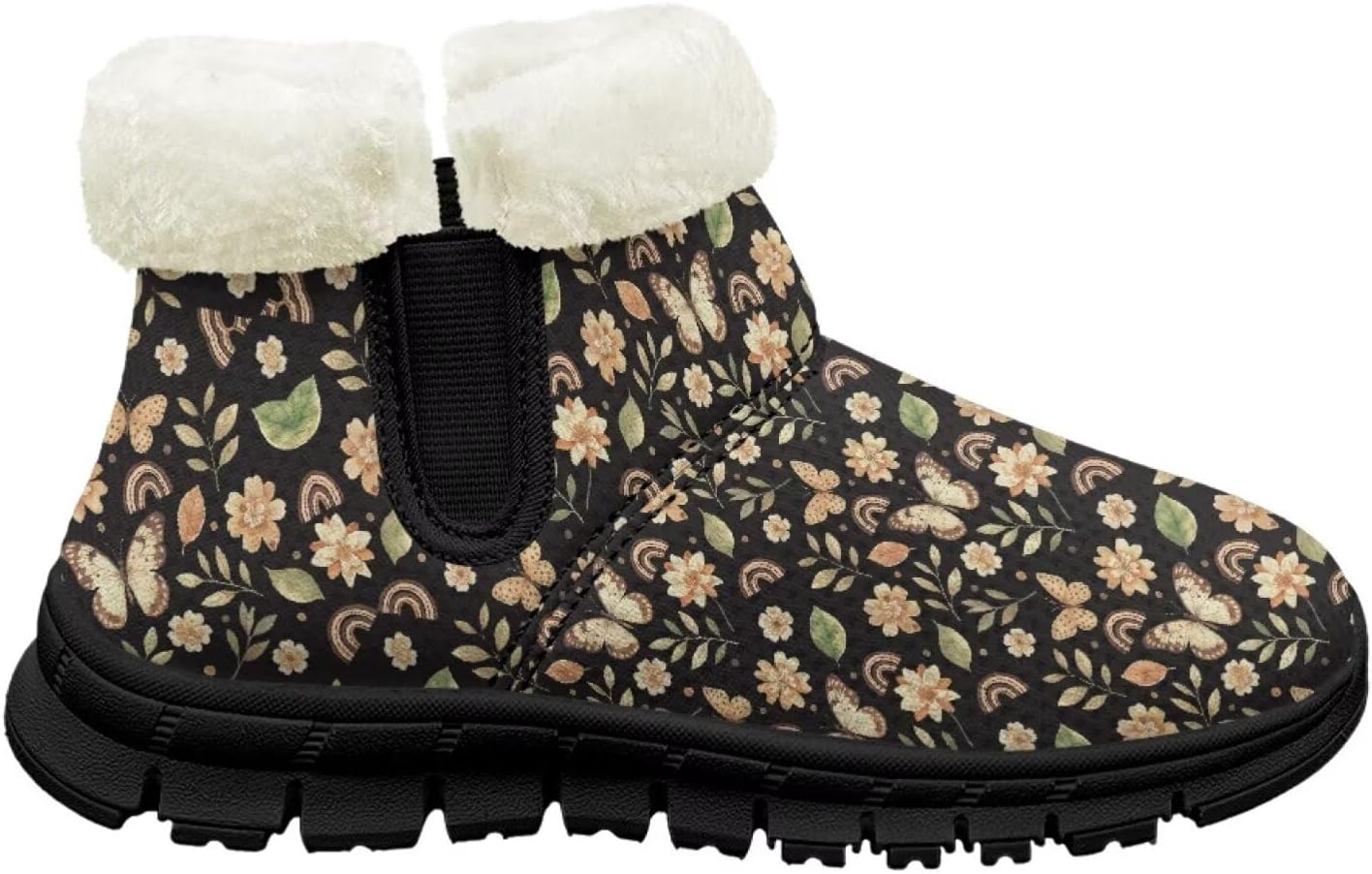 

Детские ботинки на щиколотку для девочек, противоскользящие зимние ботинки для бега, с утепленной подкладкой, на мягкой подошве Pointodoor, Butterfly Floral