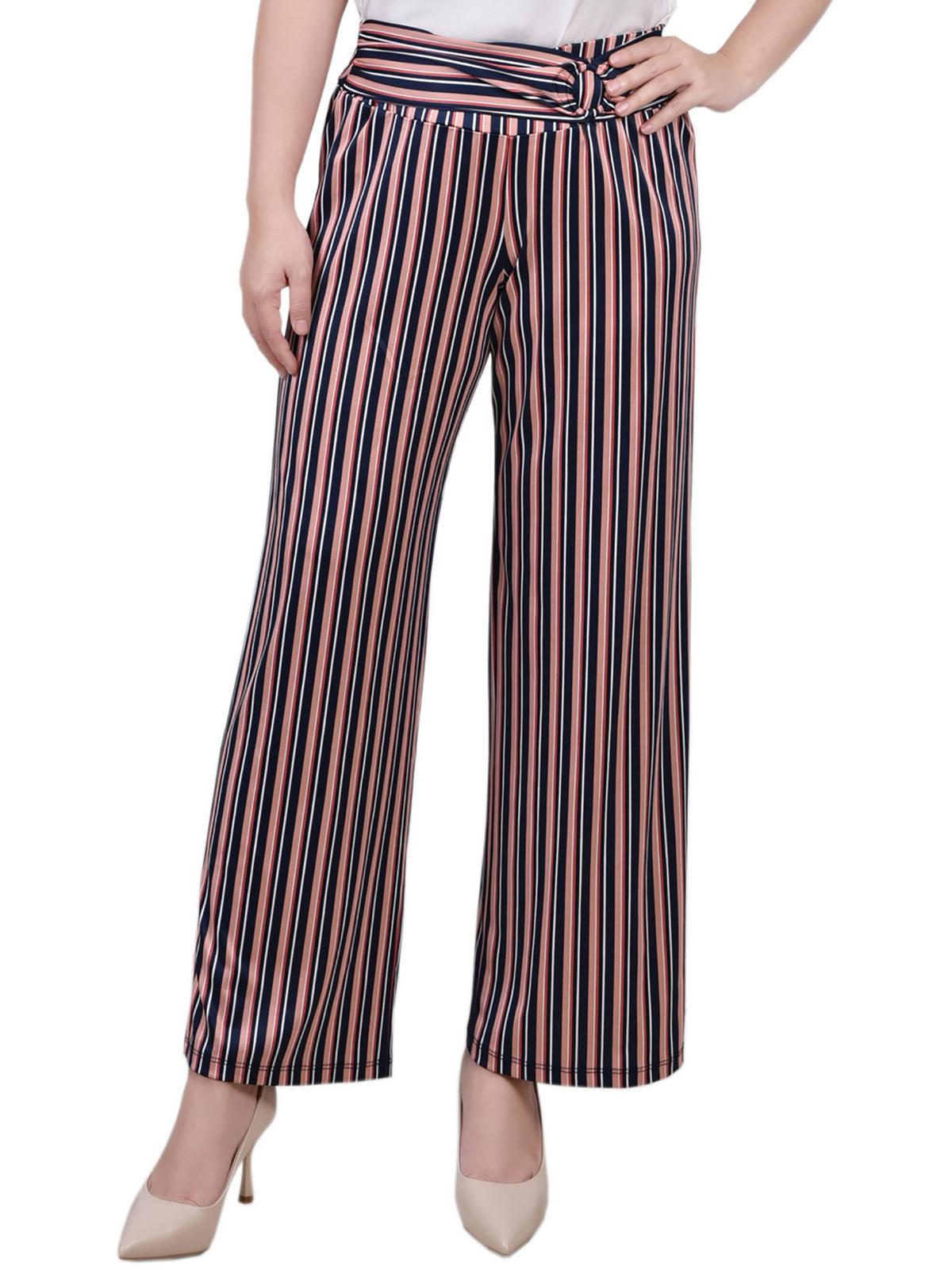 

Женские укороченные брюки из полиэстера с поясом NY Collection, цвет black coral stripe