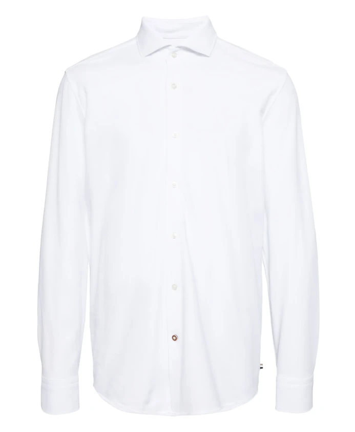 

Хлопковая рубашка приталенного кроя, дизайнерский код Hugo, белый