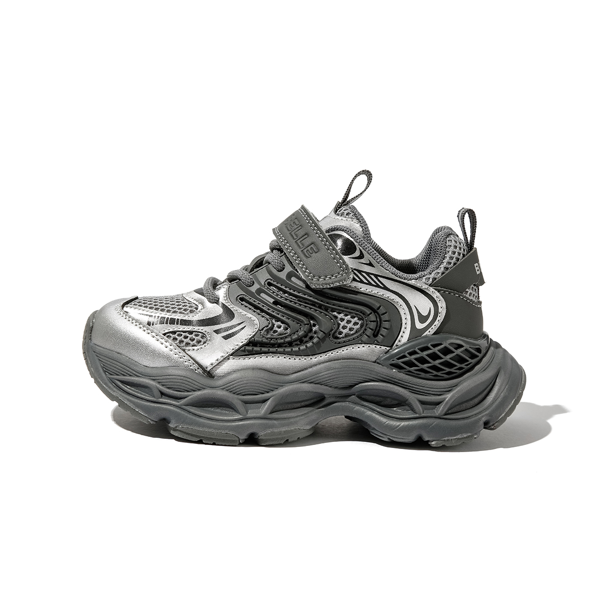 

Детские повседневные противоскользящие антиударные амортизирующие износостойкие дышащие кроссовки Kids' BELLE, серебристый/темно-серый