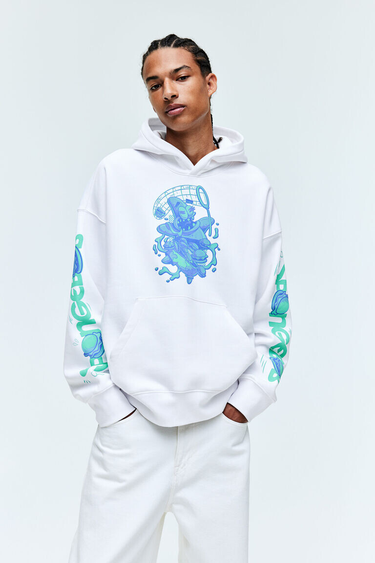 

Толстовка оверсайз с принтом H&M, белый