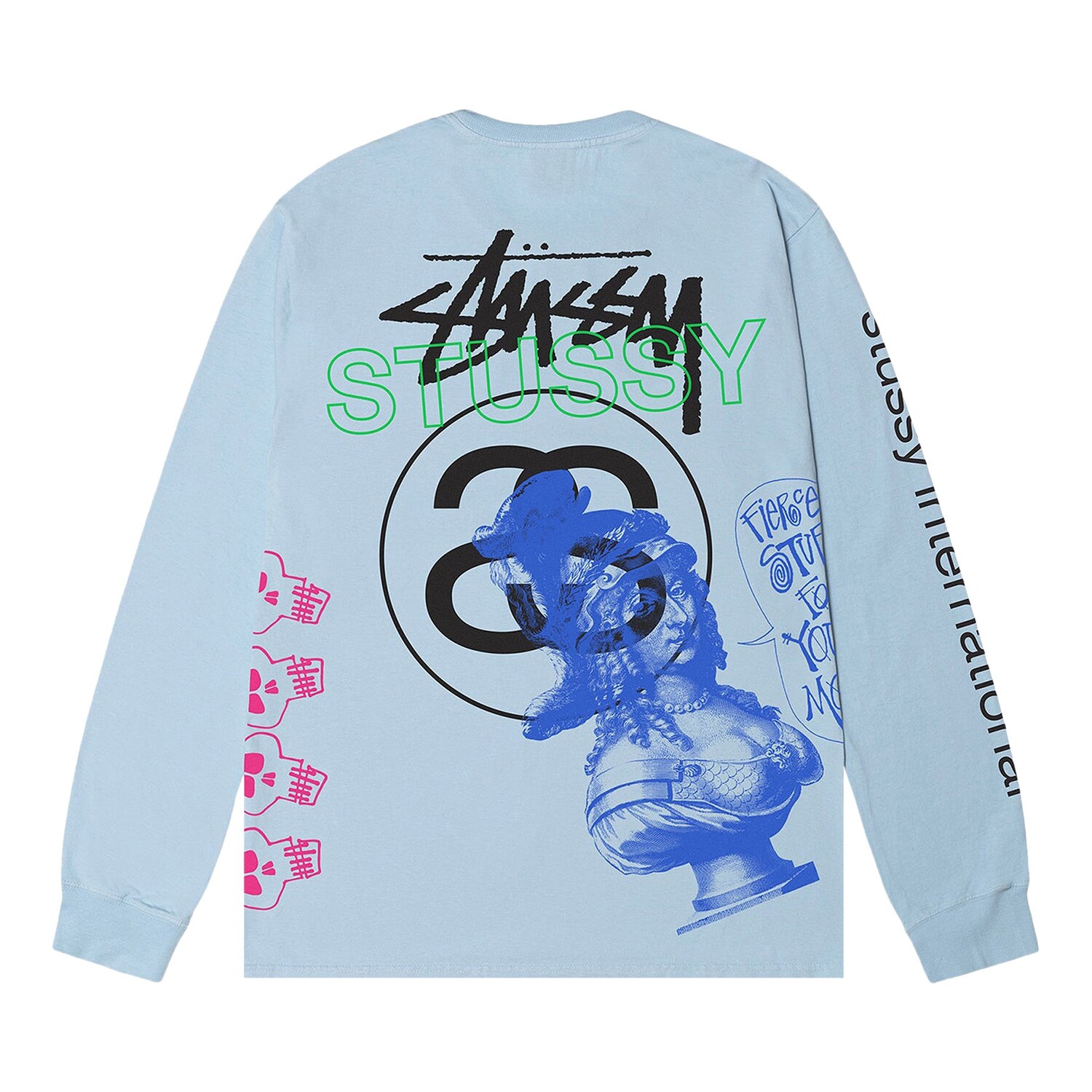 Футболка с длинными рукавами Stussy Test Strike, окрашенная в пигмент, небесно-голубой — фото 2