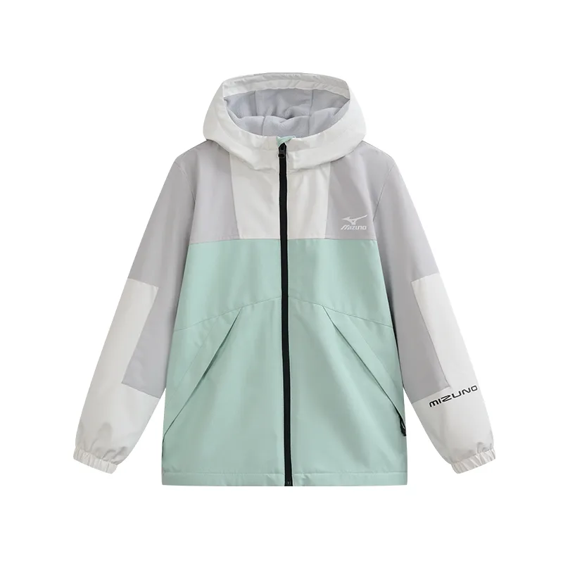 Детская ветровка с капюшоном, утепленная и с флисовой подкладкой Mizuno, Floating Aqua Green