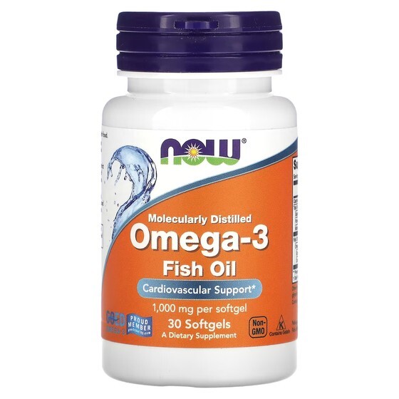 

Рыбий жир с омега-3 NOW Foods, 500 мг, 30 мягких таблеток