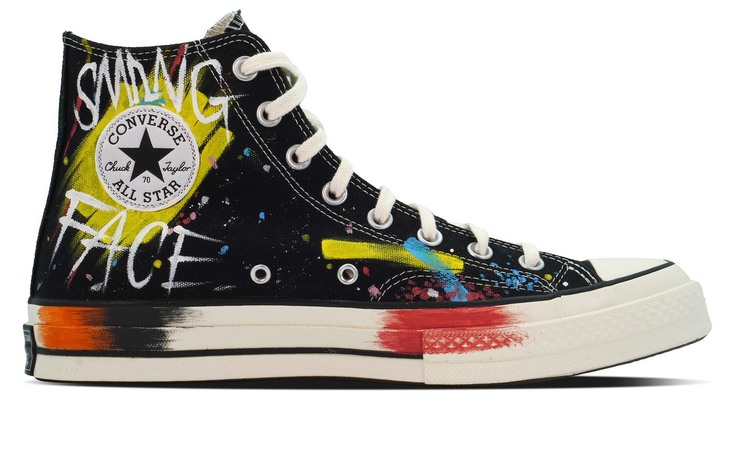 

1970-е годы. Кеды унисекс с высоким берцем, черные/желтые. Converse