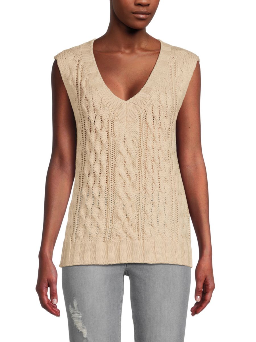 

Жилет-свитер с косичной вязкой Lea & Viola, слоновая кость