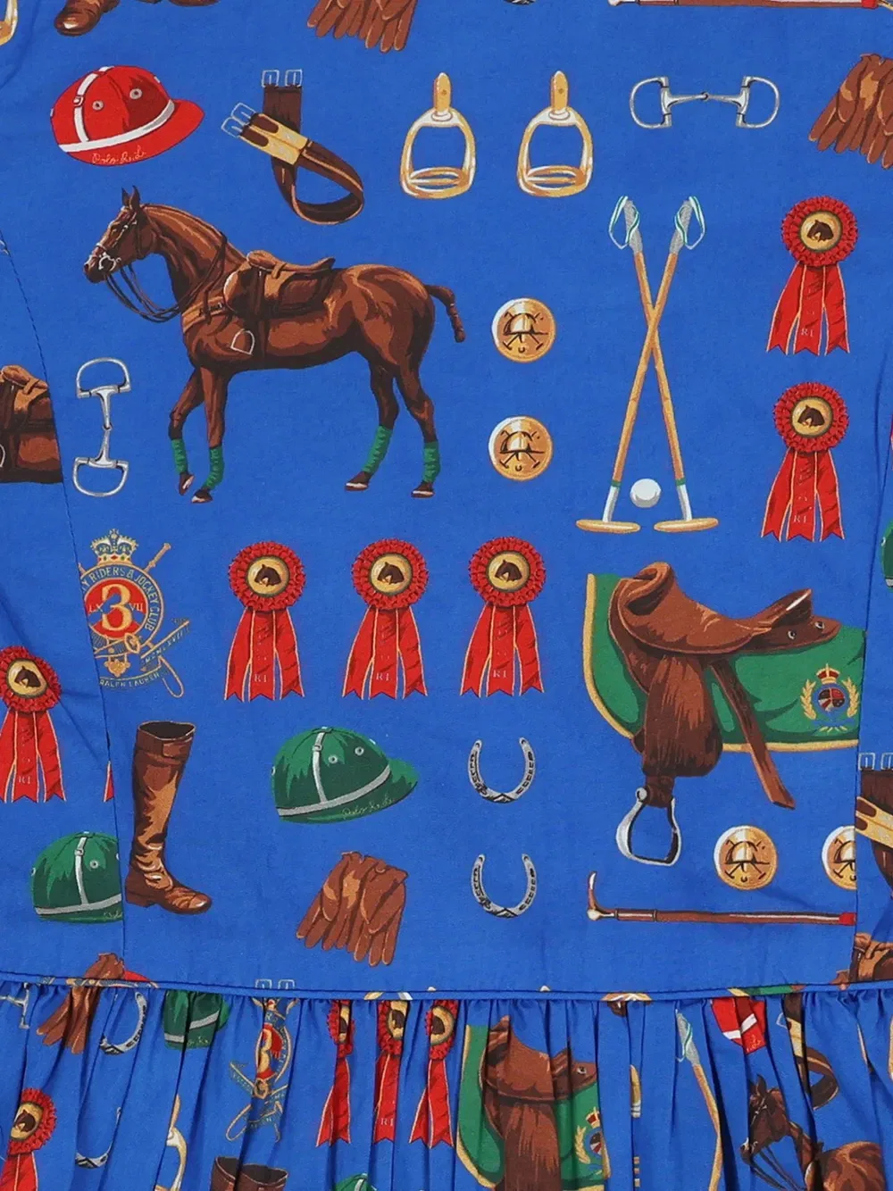 Платье с принтом и оборками Polo Ralph Lauren Kids, синий — фото 3