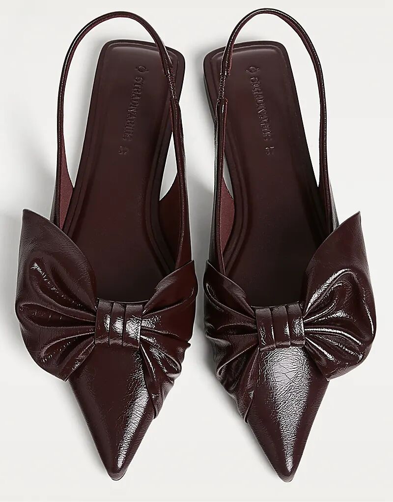 Туфли Stradivarius Flat с открытой пяткой и бантом бордового цвета — фото 2