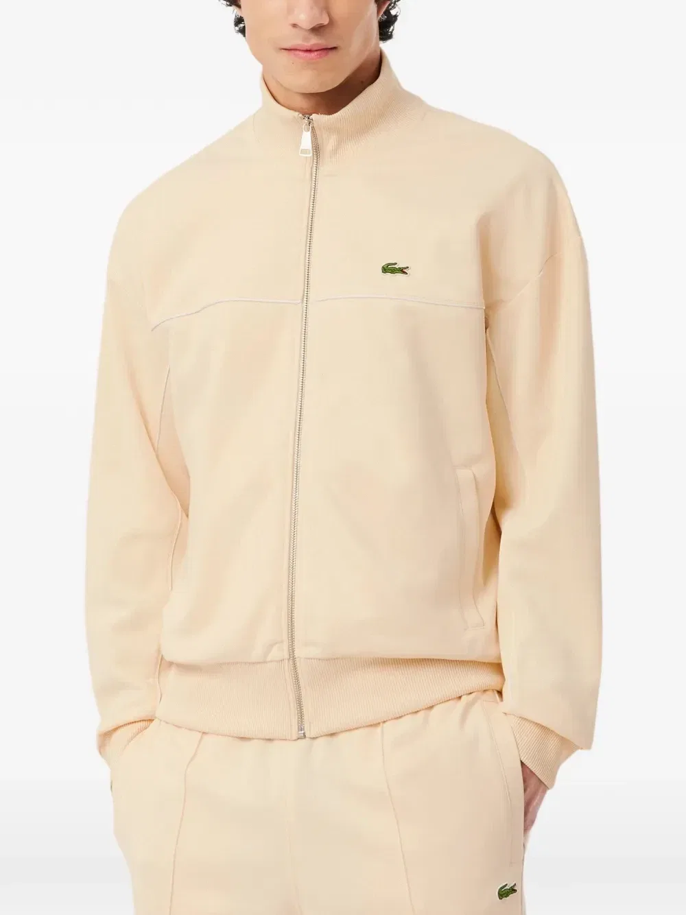 Толстовка на молнии Lacoste с нашивкой-логотипом, бежевый — фото 2