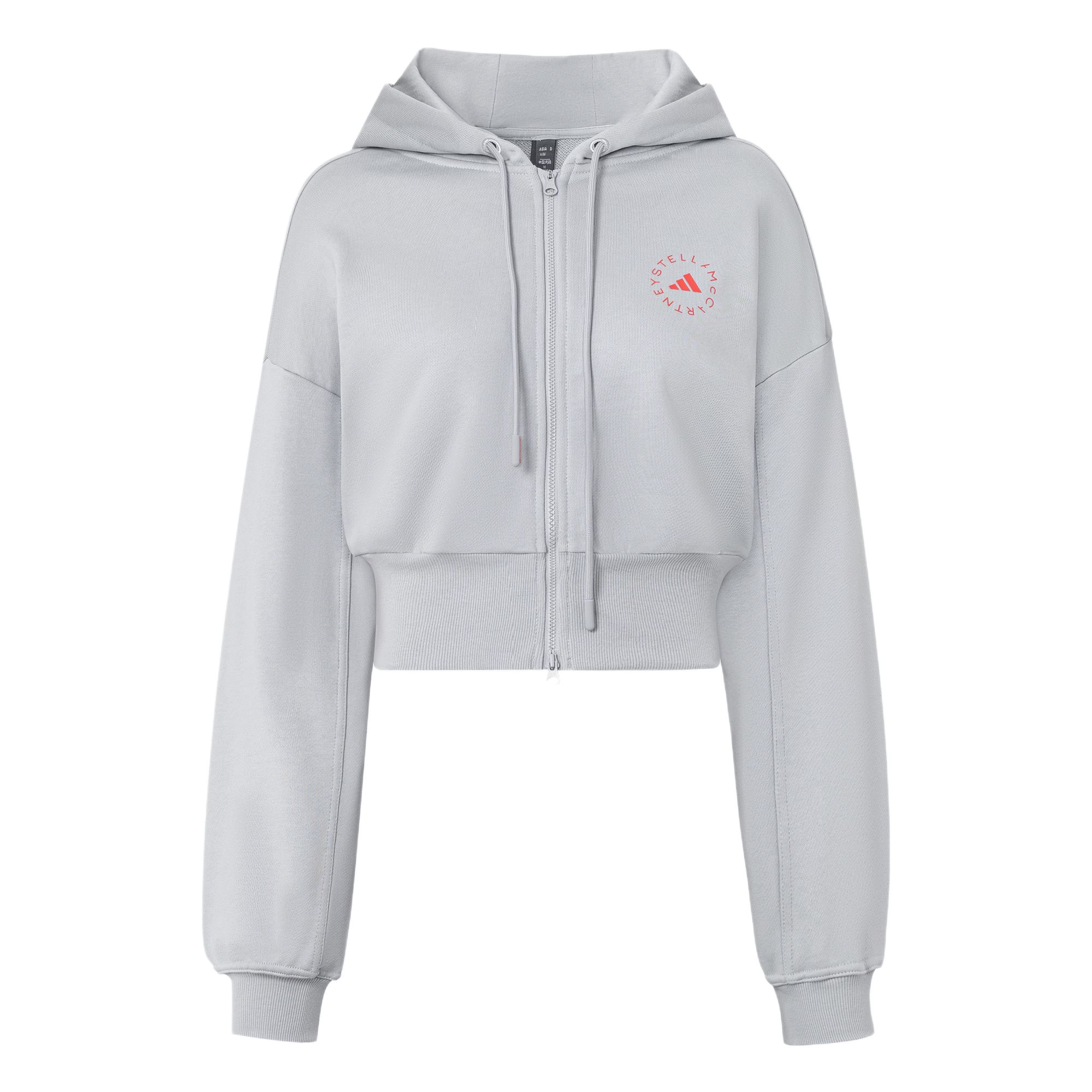 Adidas With AdiClub Adidas By Stella McCartney Sportswear Cropped Hoodie, Light Asphalt Gray — фото 3