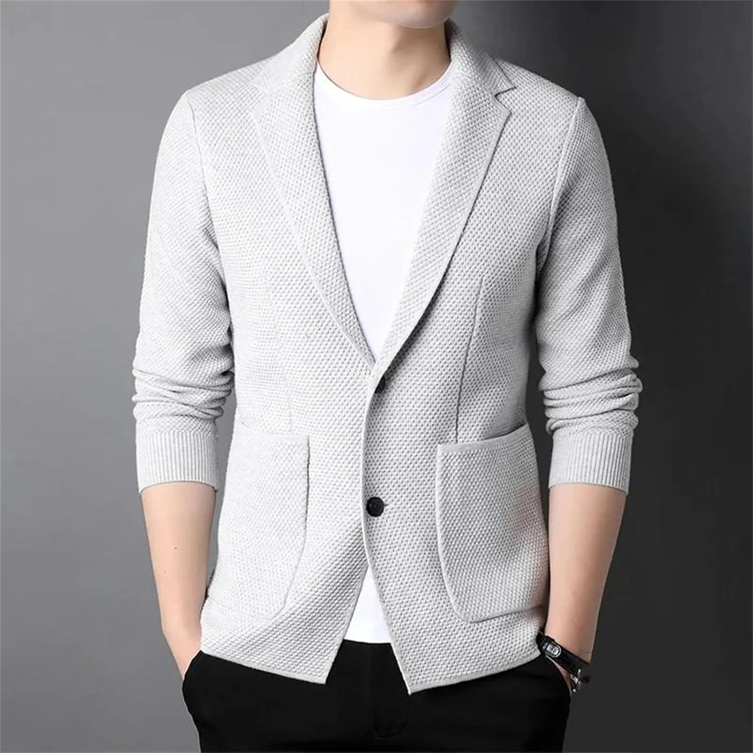 Мужской кардиган с длинным рукавом Slim Fit — фото 2