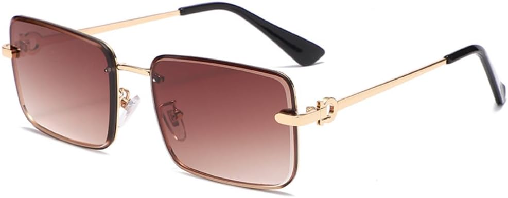 

Ретро-солнцезащитные очки 2027 года для женщин, модные без оправы, градиентные солнцезащитные очки из сплава, женские очки без оправы с защитой от УФ-излучения UV400 MTZJH, Gradient Brown