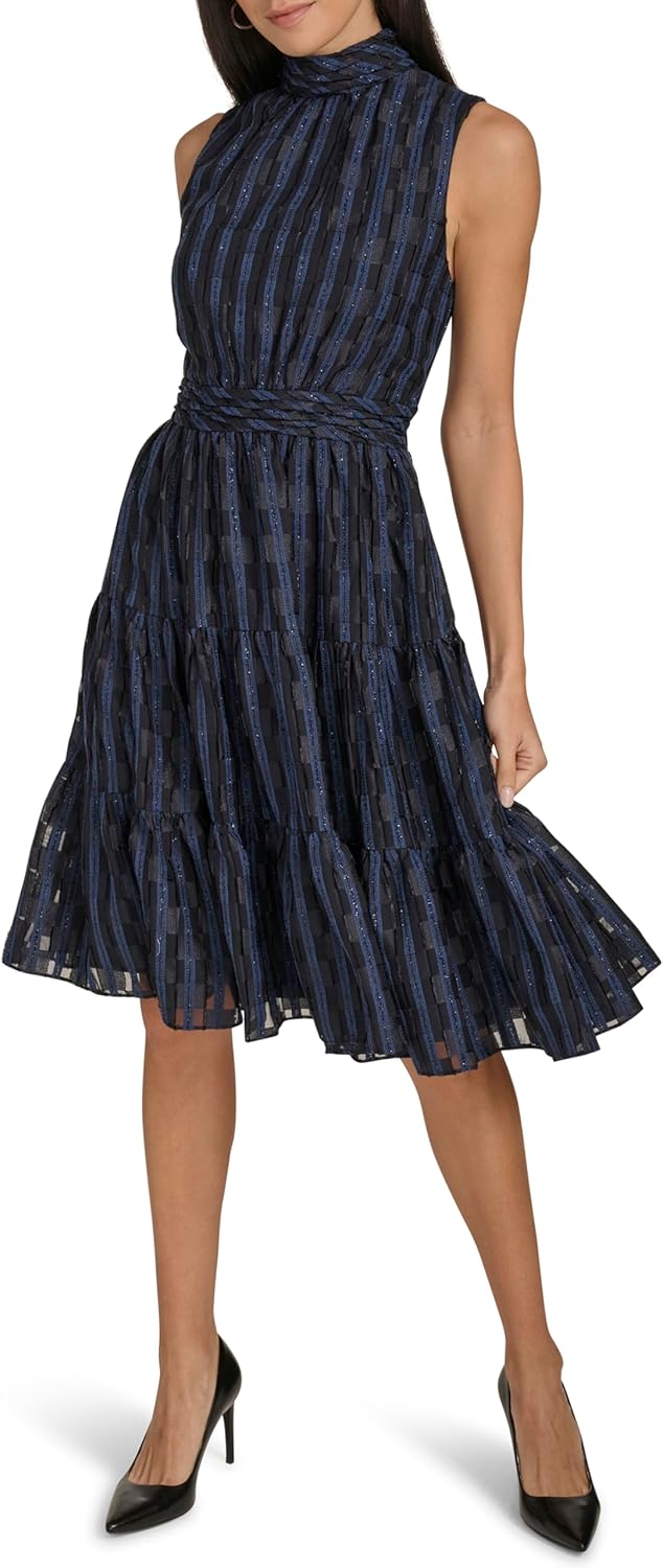 

Женское платье-трапеция из сетчатого шифона Calvin Klein, Indigo