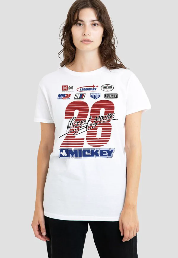 

Футболка с принтом логотипов гонок микки мауса Disney, White, Белый, Футболка с принтом логотипов гонок микки мауса Disney, White