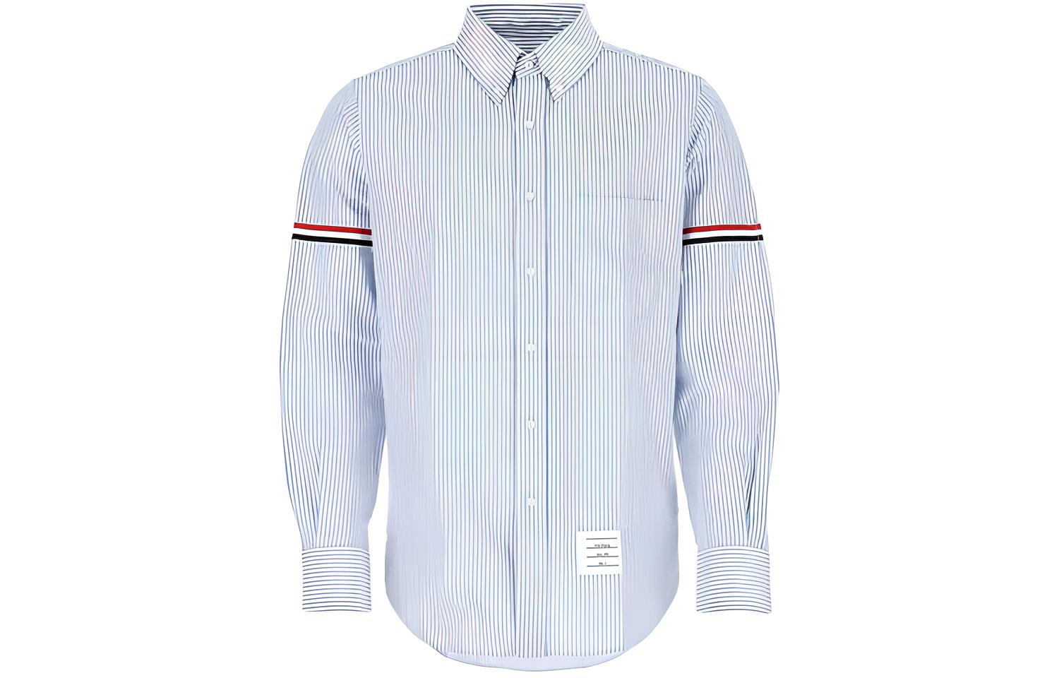 

Рубашка с вертикальными полосками с длинным рукавом THOM BROWNE, светло-синий