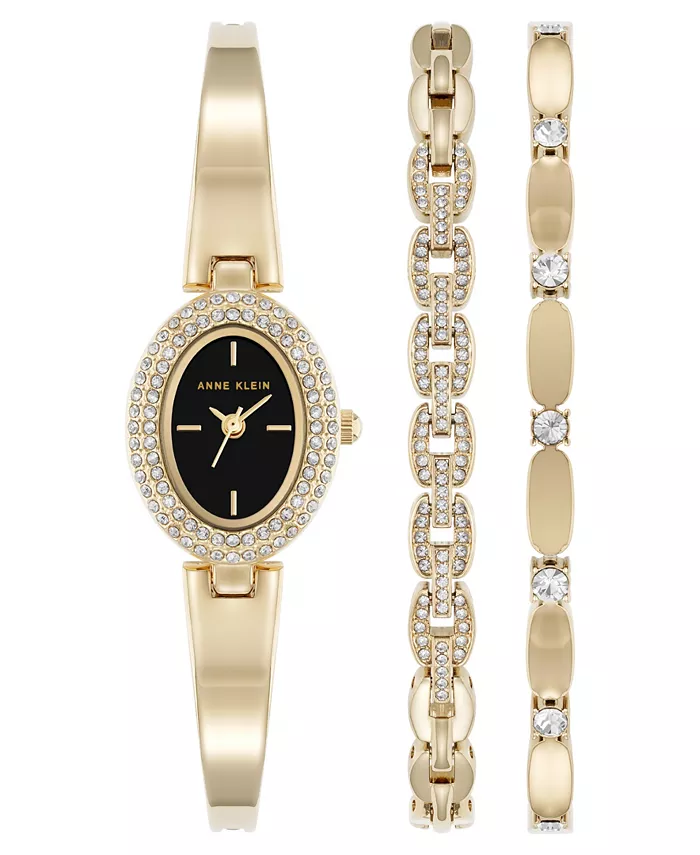 

Женский набор часов с браслетом из кварца и металлического сплава золотистого оттенка, 18 мм Anne Klein
