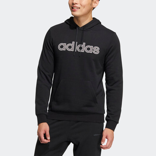 Толстовка Men's adidas neo Alphabet Printing Drawstring Athleisure Casual Sports Black, черный — фото 3