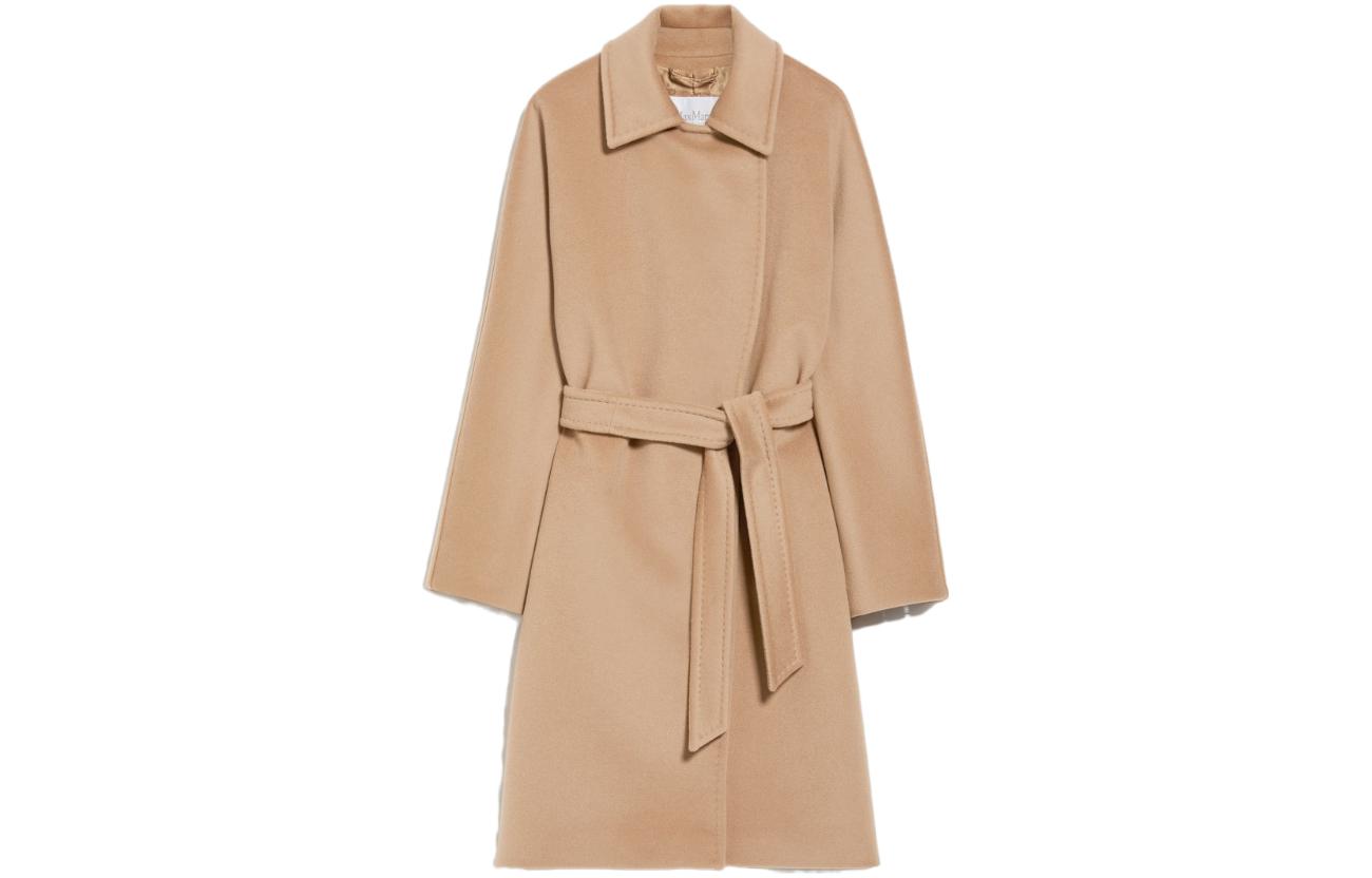 

MaxMara Пальто из чистой шерсти с завязкой на талии, Camel