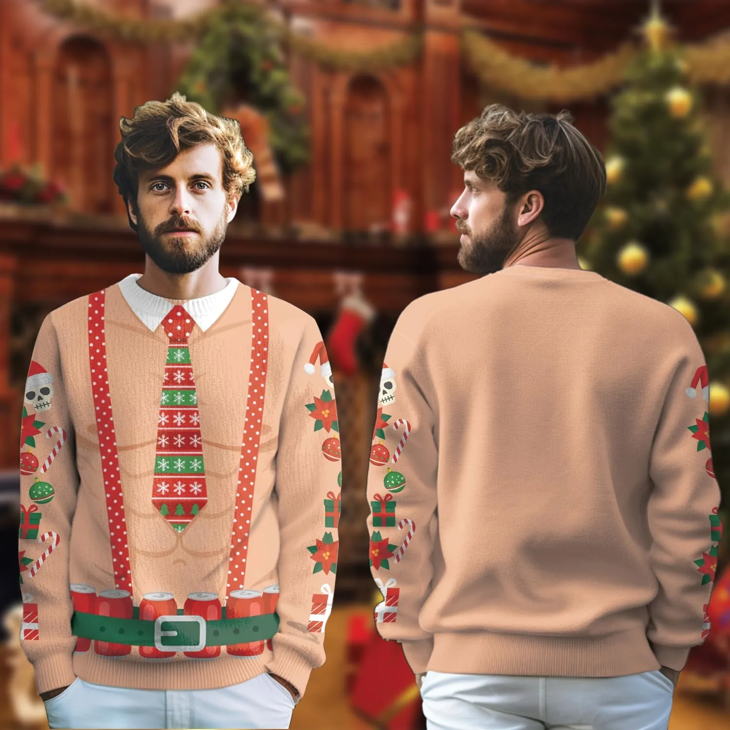 Свитер мужской с принтом Santa's Body — фото 3