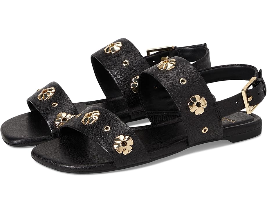Сандалии Kate Spade New York Spade Flower Stud Pebbled Leather Flat Sandal, черный