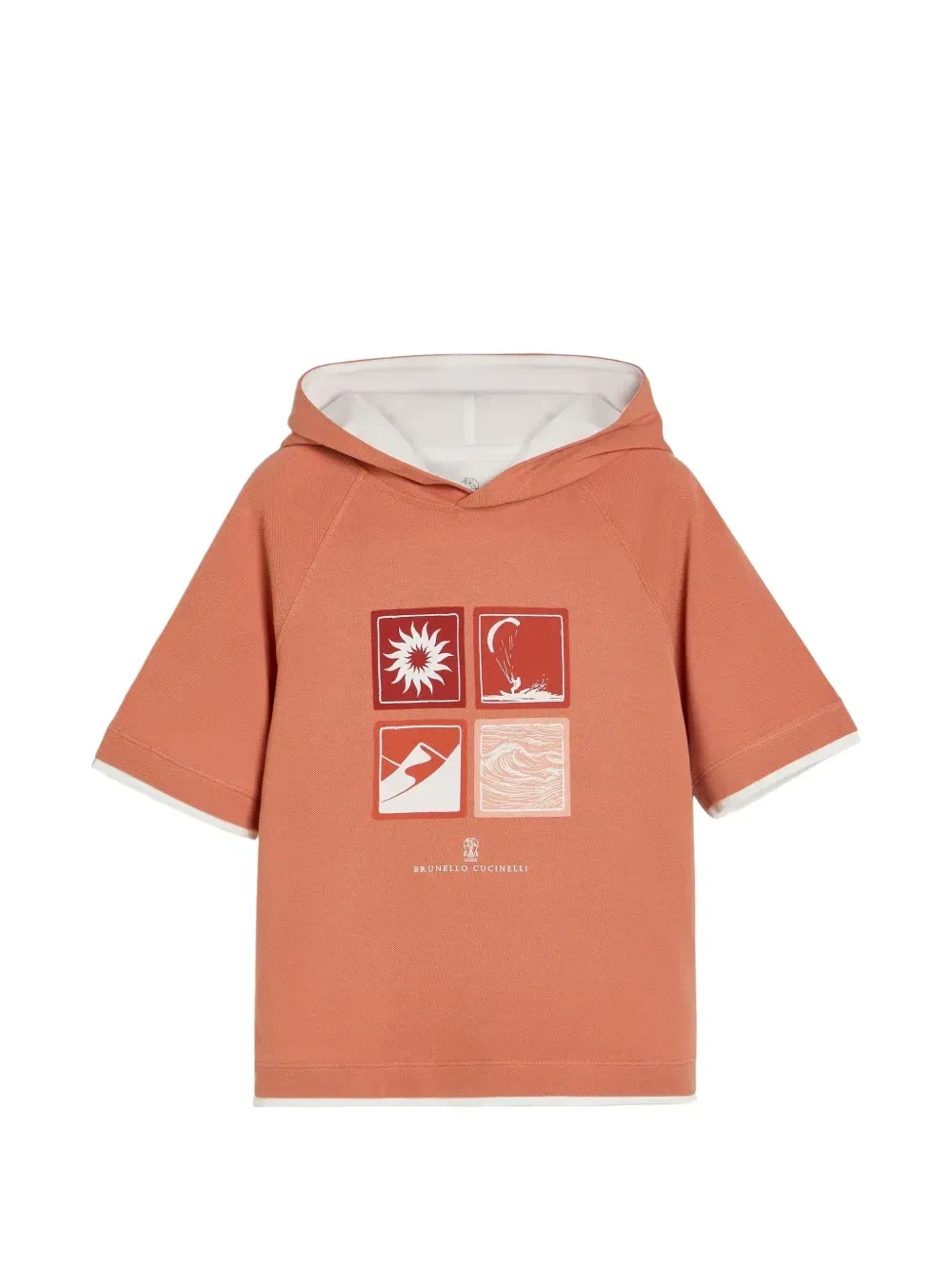 Толстовка с капюшоном и принтом Brunello Cucinelli Kids, оранжевый