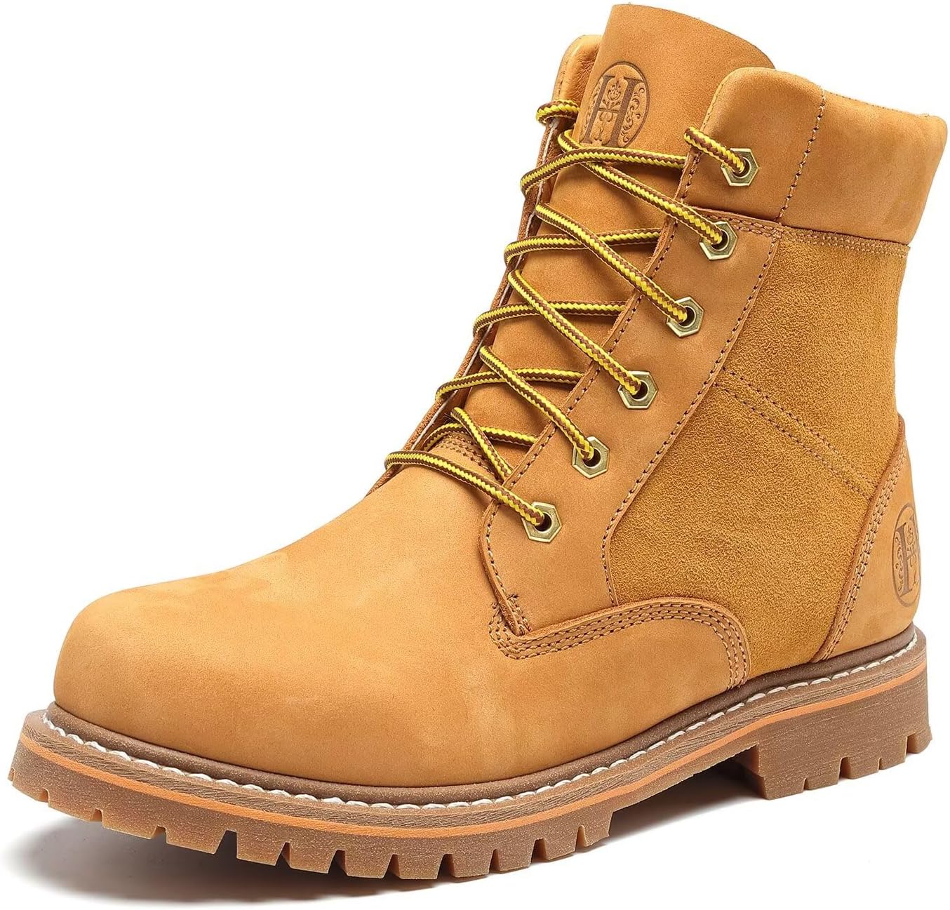

Мужские ботинки из нубука цвета пшеницы, 6, с резиновой подошвой, устойчивой к скольжению и маслу, водоотталкивающие, с непроводящей подошвой, кожаные защитные ботинки Rocklobster, желтый