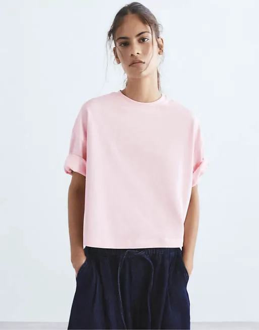 

Бледно-розовая футболка с короткими рукавами Pull&Bear, Розовый, Бледно-розовая футболка с короткими рукавами Pull&Bear