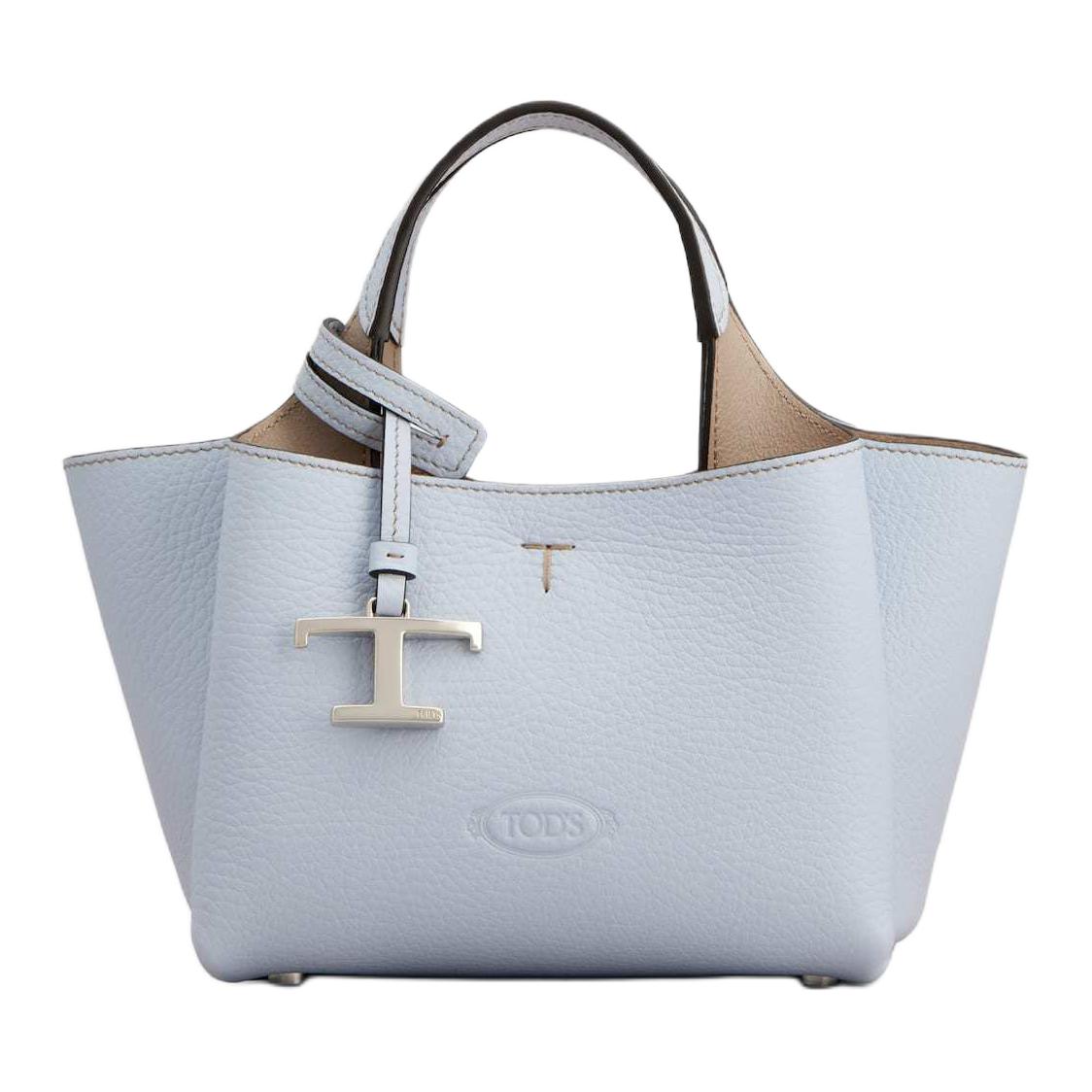 

TOD'S Миниатюрная женская сумочка через плечо из телячьей кожи небесно-голубого цвета