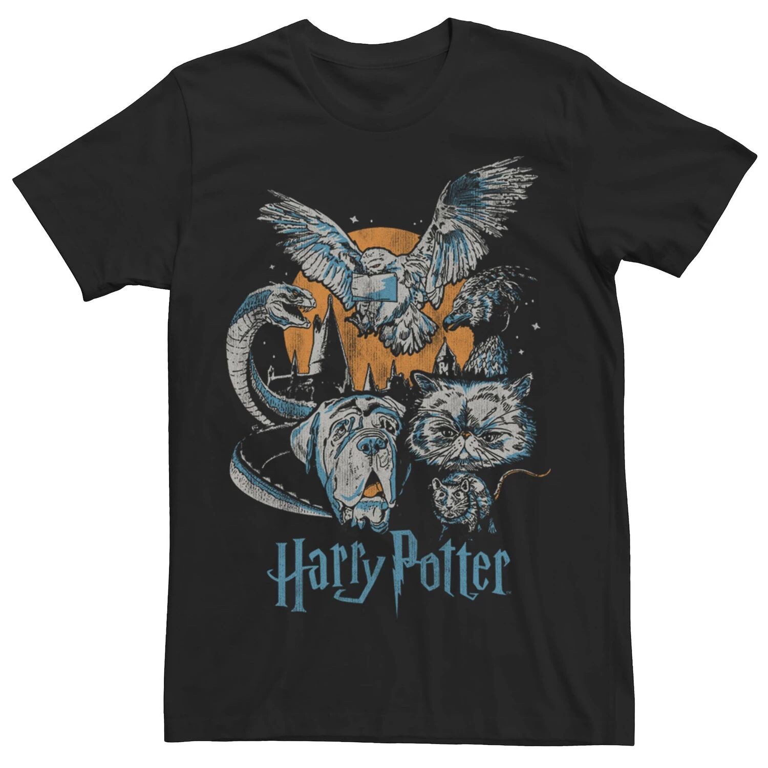 

Мужская футболка с коллажем Harry Potter Familiars Licensed Character