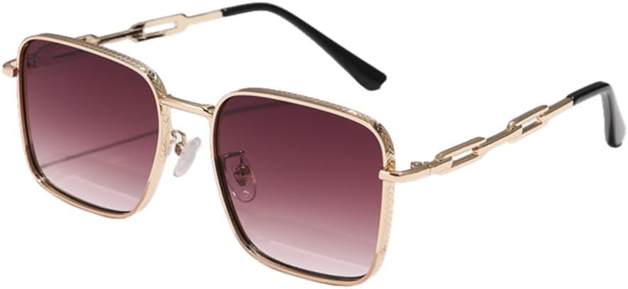 

Прямоугольные солнцезащитные очки для мужчин и женщин, металлические солнцезащитные очки для женщин и мужчин, дорожные очки с защитой от УФ-излучения UV400 MTZJH, Brown