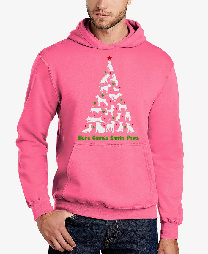 

Мужская толстовка с капюшоном Here Comes Santa Paws и принтом LA Pop Art, розовый