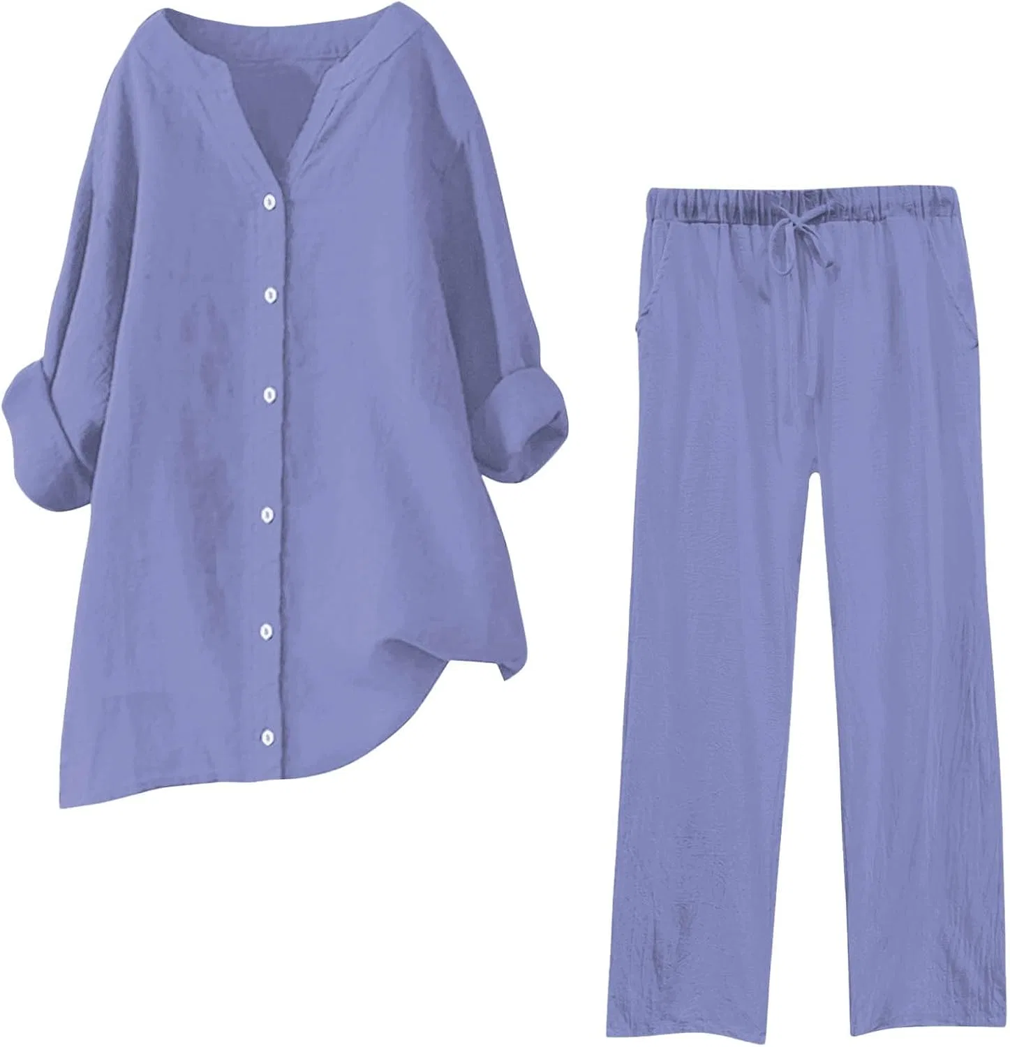 Женский костюм из льноподобной ткани, Z02-light Blue — фото 2