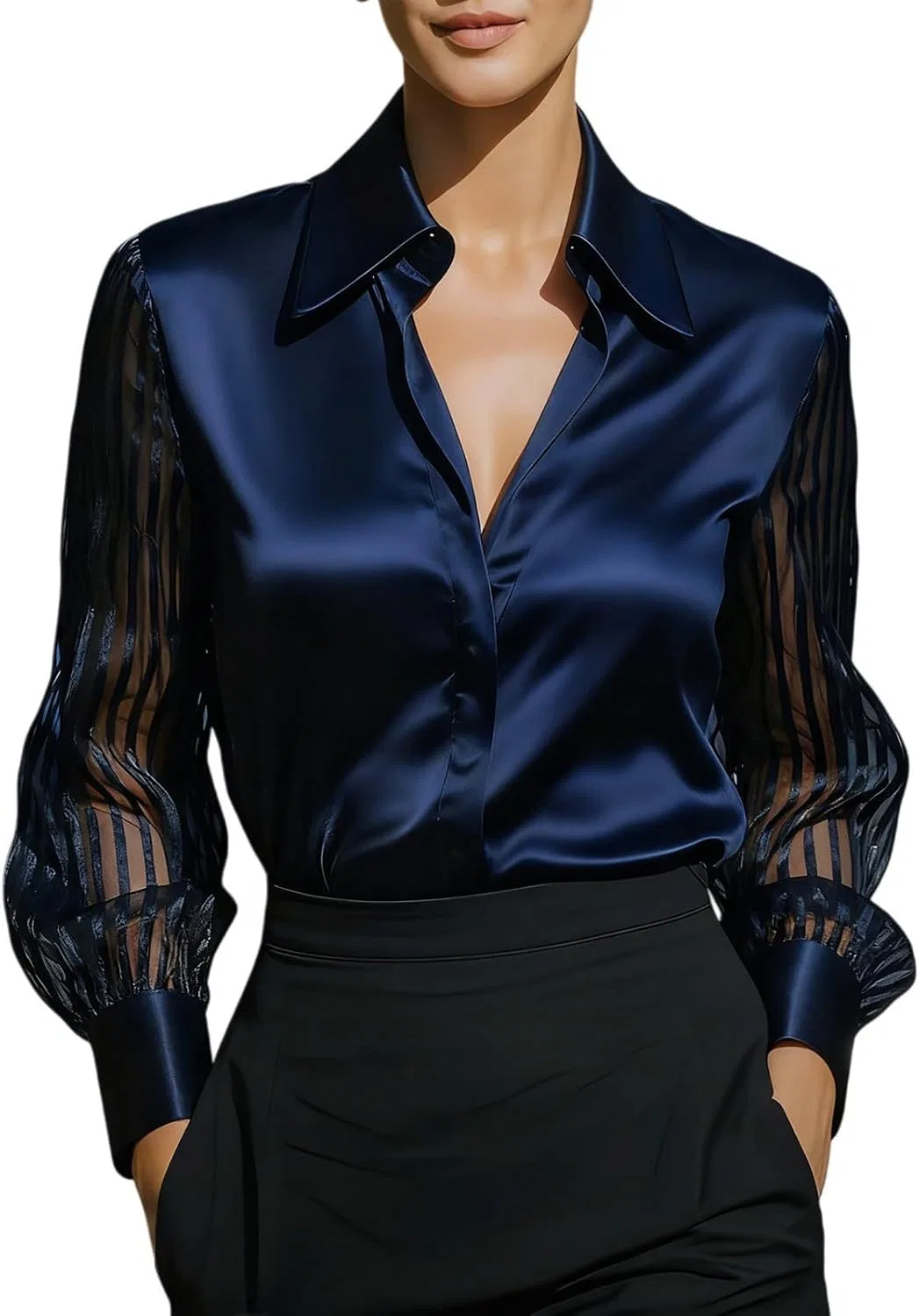 Блуза, женская, button-down shirt, белый — фото 4