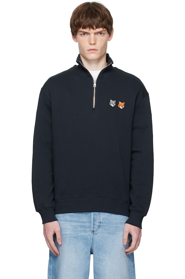 

Двухслойный толстовка с логотипом лисы на молнии Maison Kitsuné, цвет anthracite