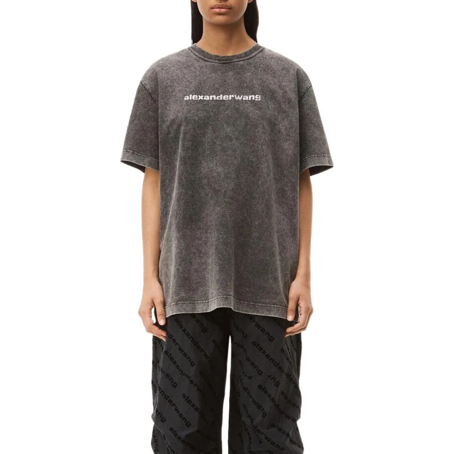 Футболка унисекс серая crew neck moderate straight fit Alexander Wang, Gray — фото 3