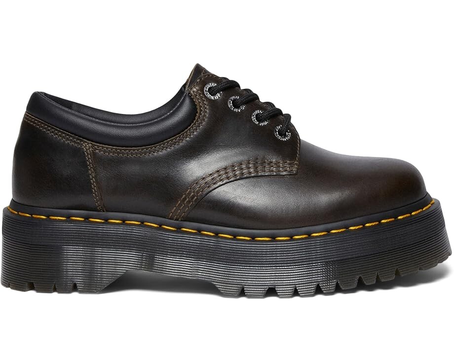 Оксфорды Unisex Dr. Martens 8053 Quad Leather Platform Shoes, цвет Dark Khaki — фото 4