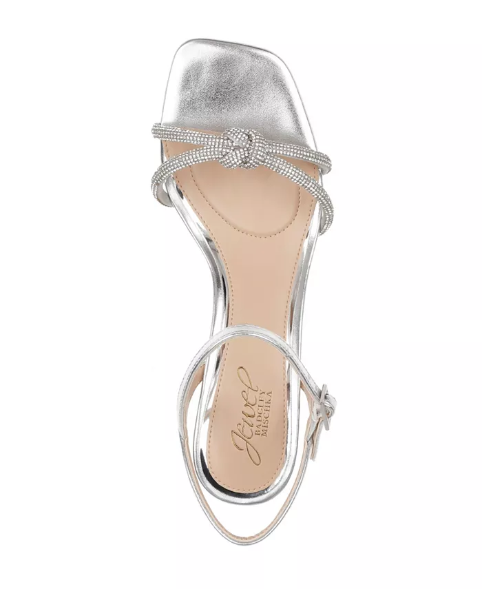 Женские босоножки Maci на низком каблуке с узлом и стразами Jewel Badgley Mischka, серебряный — фото 4
