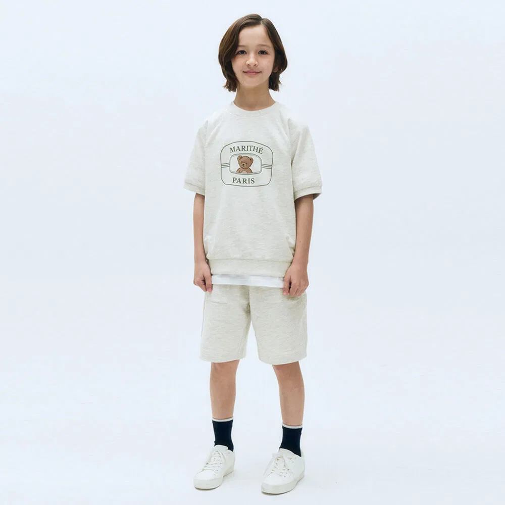 Детский комплект из шорт и футболки цвета овсянки от Marithé Kids