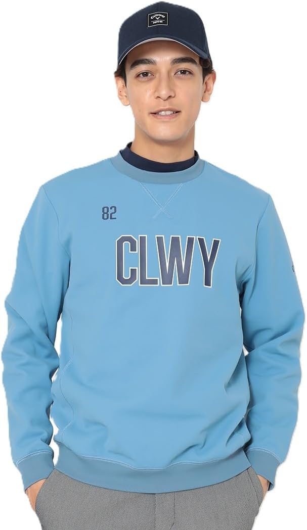 

Мужская толстовка Callaway C25217103 Anytime, с логотипом в университетском стиле, круглым вырезом из двойной вязки Kanoko, для игры в гольф, синий