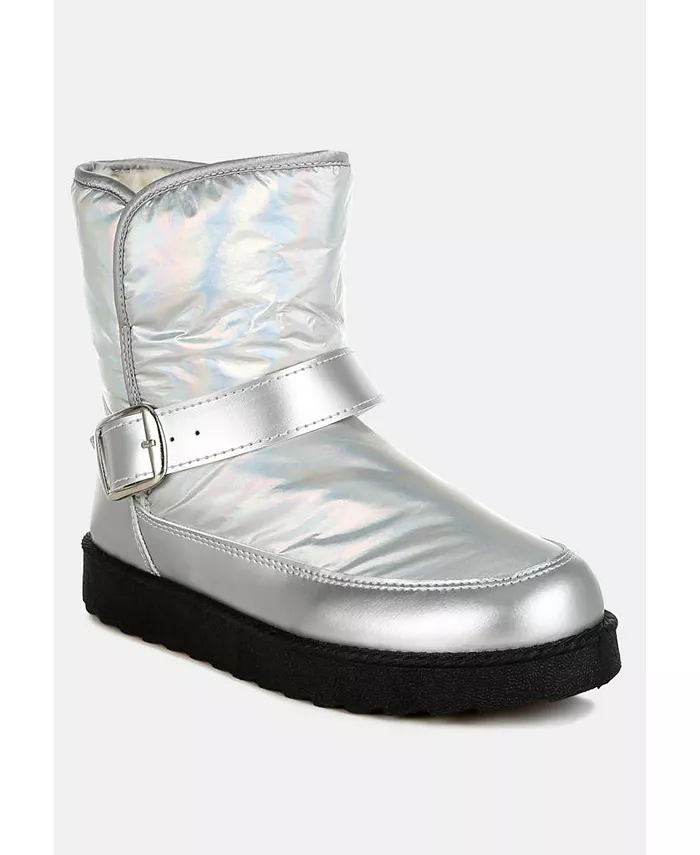 Женские ботильоны Jammy Buckle Strap Puffy Ankle Boots London Rag, серебро — фото 3