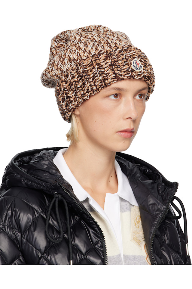 Moncler Шапка-Бини из коричневой шерстяной смеси «мулине» — фото 2