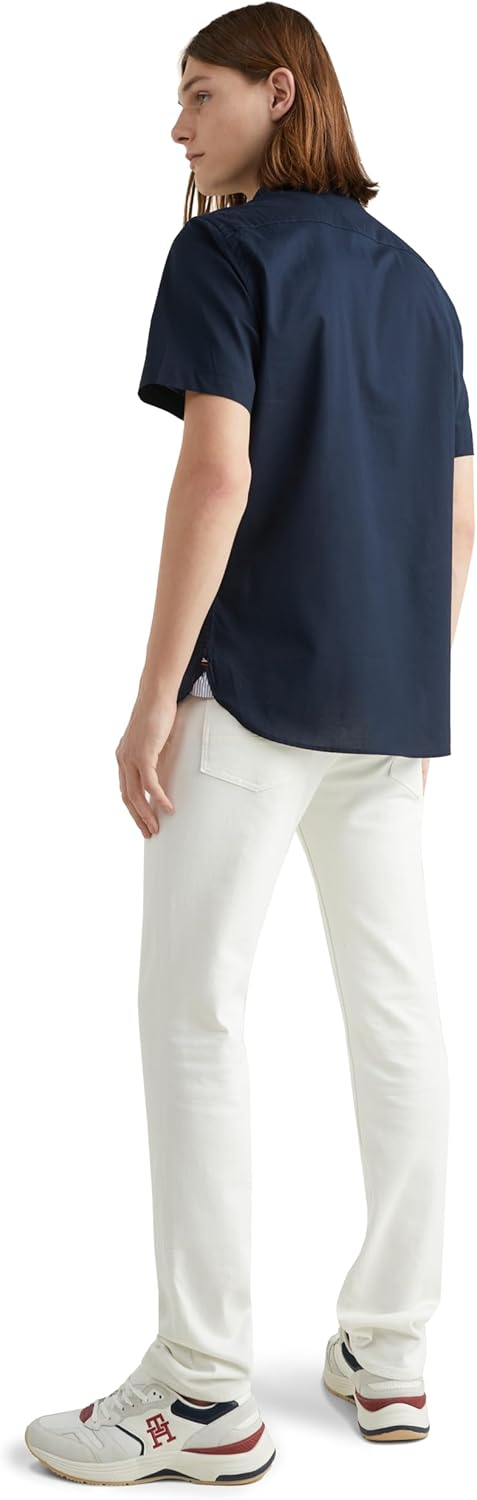 Мужские рубашки Tommy Hilfiger с коротким рукавом из поплина, классический крой, мужские рубашки на пуговицах, Desert Sky — фото 3