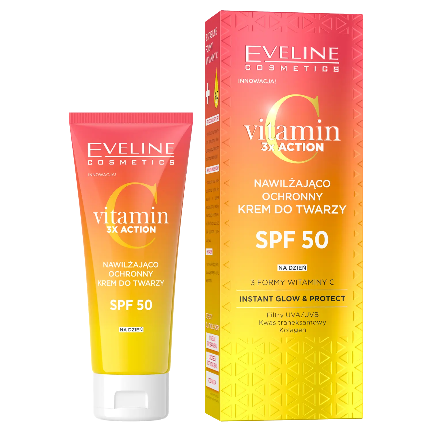 

Увлажняющий крем для лица с spf50 Eveline Cosmetics Vitamin C, 30 мл